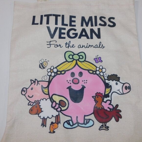 Little Miss Vegan For the Animals Graphic Tote Bag 13" x 14.5" - Picture 2 of 4